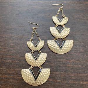Gold and Black Dangle Earrings